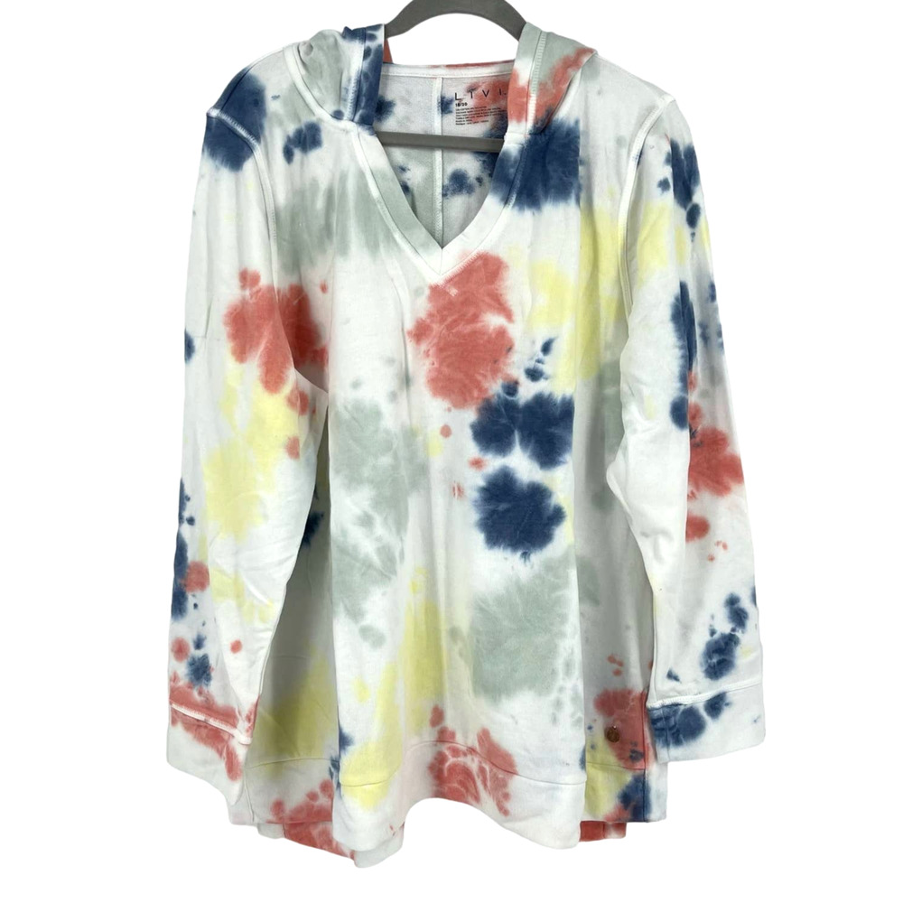 Livi Lane Bryant Hoodie Sweatshirt Tie‎ Dye White Size 18/20 NWT
